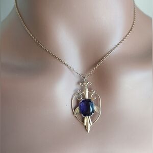 Gold Filled and Purple Pendant Necklace
